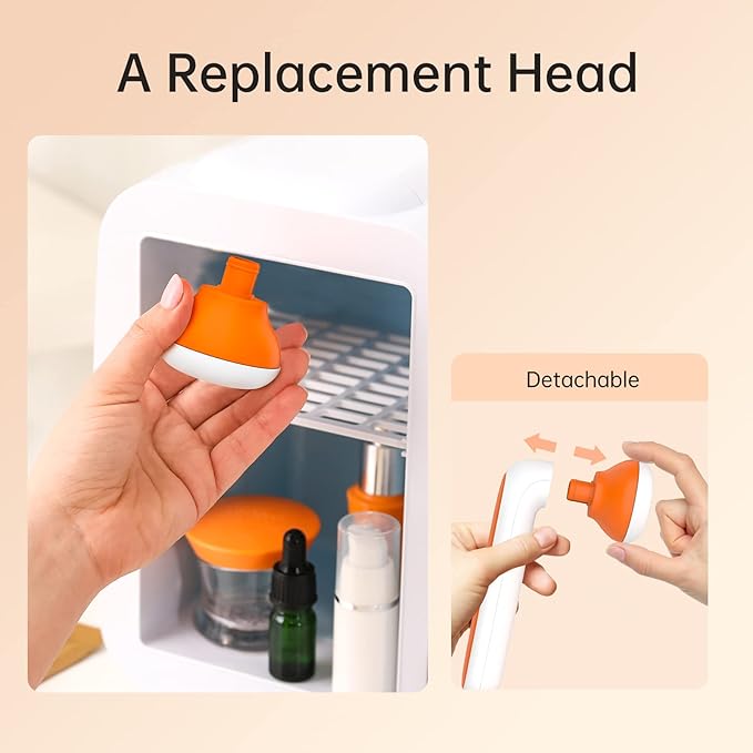 SOICY S40 Metal Ice Roller for Face Under Eye Skin Care Tools for Whole Body Minor Injury Cold CompressIce Face Roller Massager for Migraine Pain with 2 Stainless Steel Replacement Heads Orange