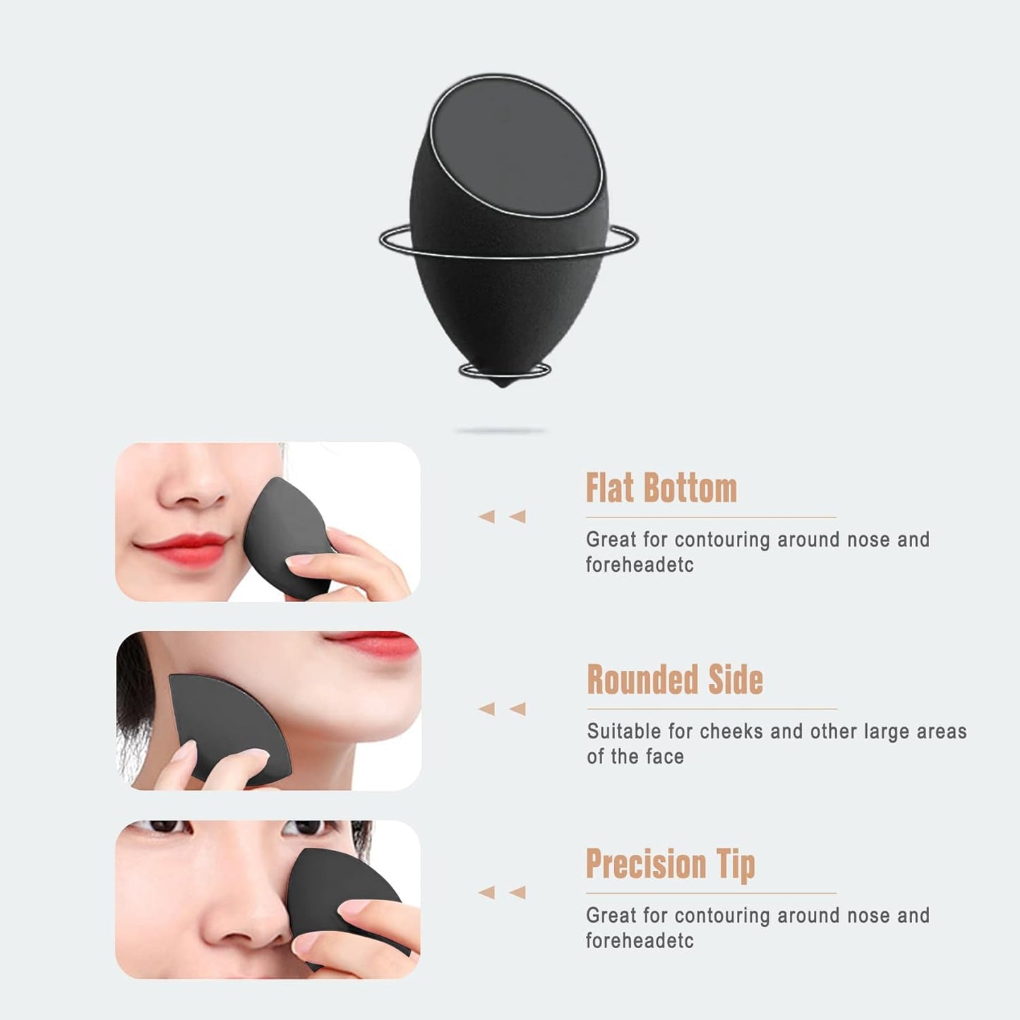 FERYES Makeup Sponge Holder with Makeup Sponge– Eco-Friendly Silicone Beauty Make Up Blender Case and Dry & Wet Use Foundation Sponge for Travel