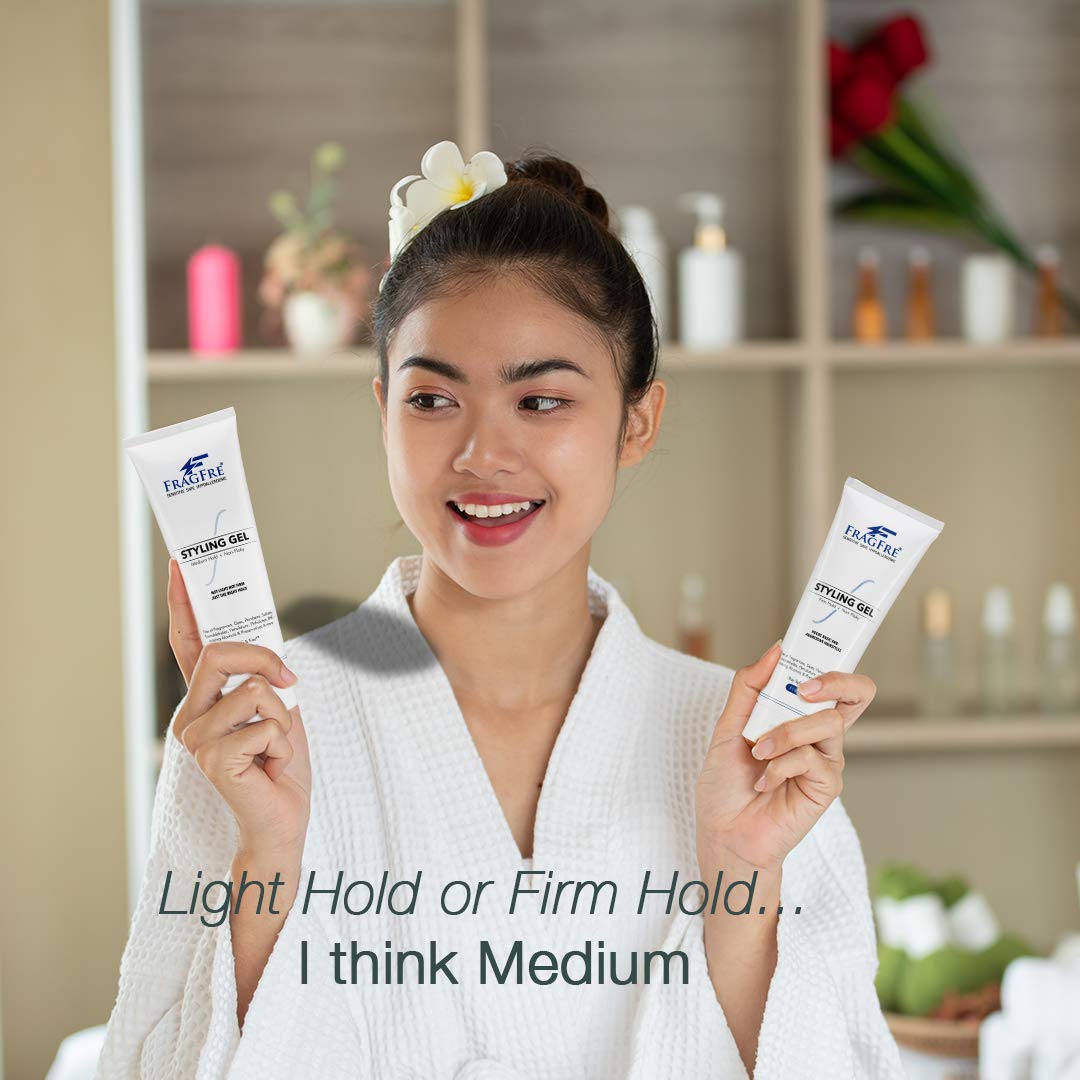 Styling Gel Fragrance Free 8 oz Medium Hold - Hair Styling Gel for Sensitive Skin - Hypoallergenic Parabens Free - Gluten Free Vegan Cruelty Free - for Men Women and Children