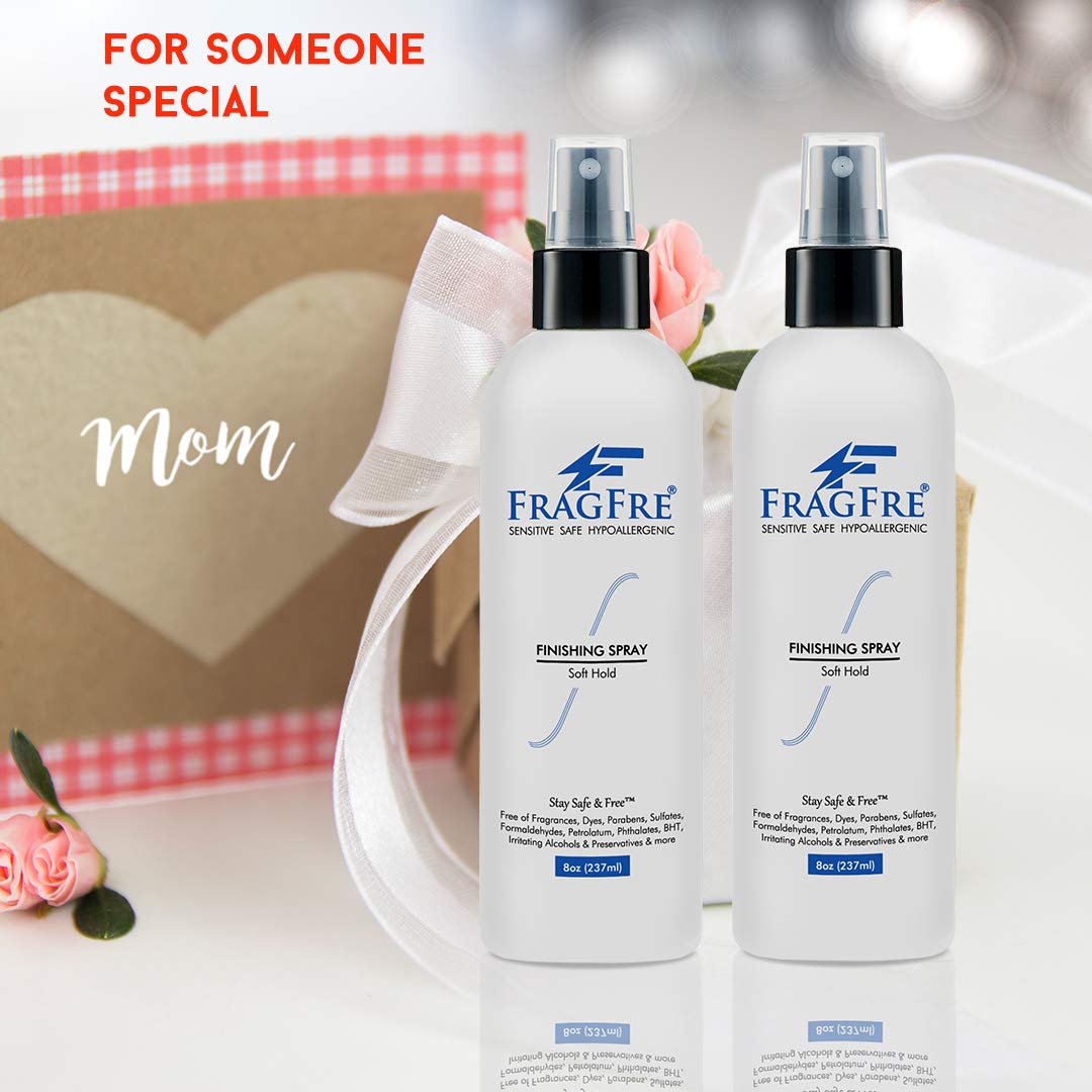 Hair Finishing Spray 8 oz (2-Pack Gift Set) - Fragrance Free Hypoallergenic Paraben Free - Hair Spray for Sensitive Skin - Flexible Soft Hold - Quick-Dry Denatured Alcohol - Vegan
