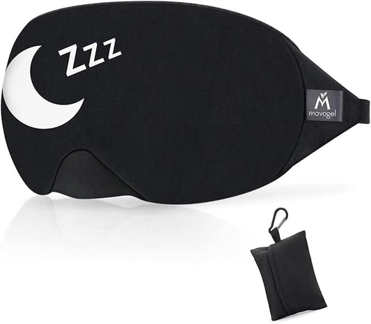 Mavogel Cotton Sleep Mask - Sleep Eye Mask for Women Men, Light Blocking Night Eyemask, Super Soft and Comfortable Eye Covers for Sleeping Yoga Nap Meditation, Includes Travel Pouch (Moon Style)