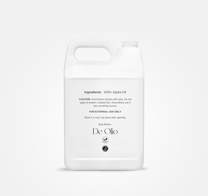 | Golden Jojoba Oil | 100% Pure & Natural | Face, Hair and Body | Cold Pressed | Soap Making & Massage | Carrier Oils | 7LBS (112 fl. oz.)