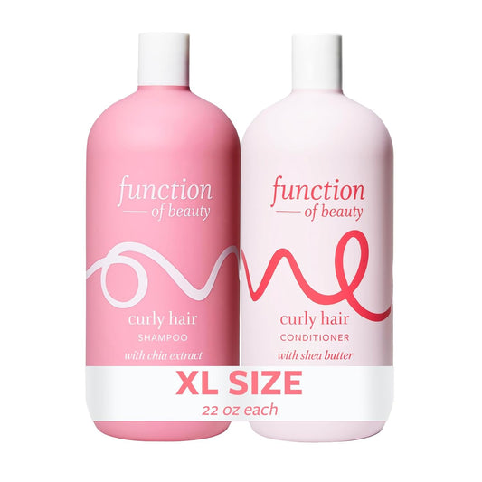 Function of Beauty Curly Hair Shampoo & Conditioner XL Set - Sulfate-Free Shampoo & Conditioner Duo for Natural Curls & Bounce - Curl Defining, Hydrating & Moisturizing - Dry & Dull Hair Care Products