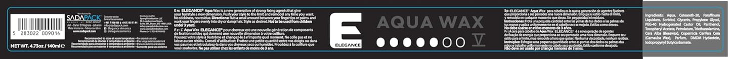 E Elegance Hair Products - Aqua Hair Styling Wax - V Strength – Strong Hold, High Shine, Wet Look, Grey/4.73 oz