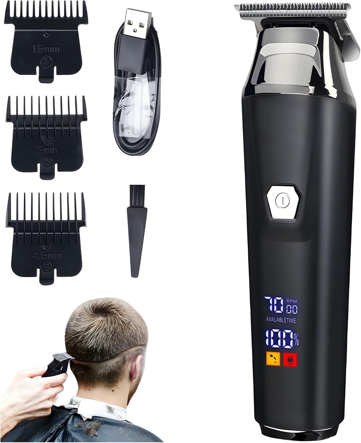Household Digital Display Professional Electric Hair Clipper Set, Clippers and Trimmers Set with Maquinas De Cortar Pelo Profesionales Wall, Geta Clean, Fresh Haircut at Home (1 Set)