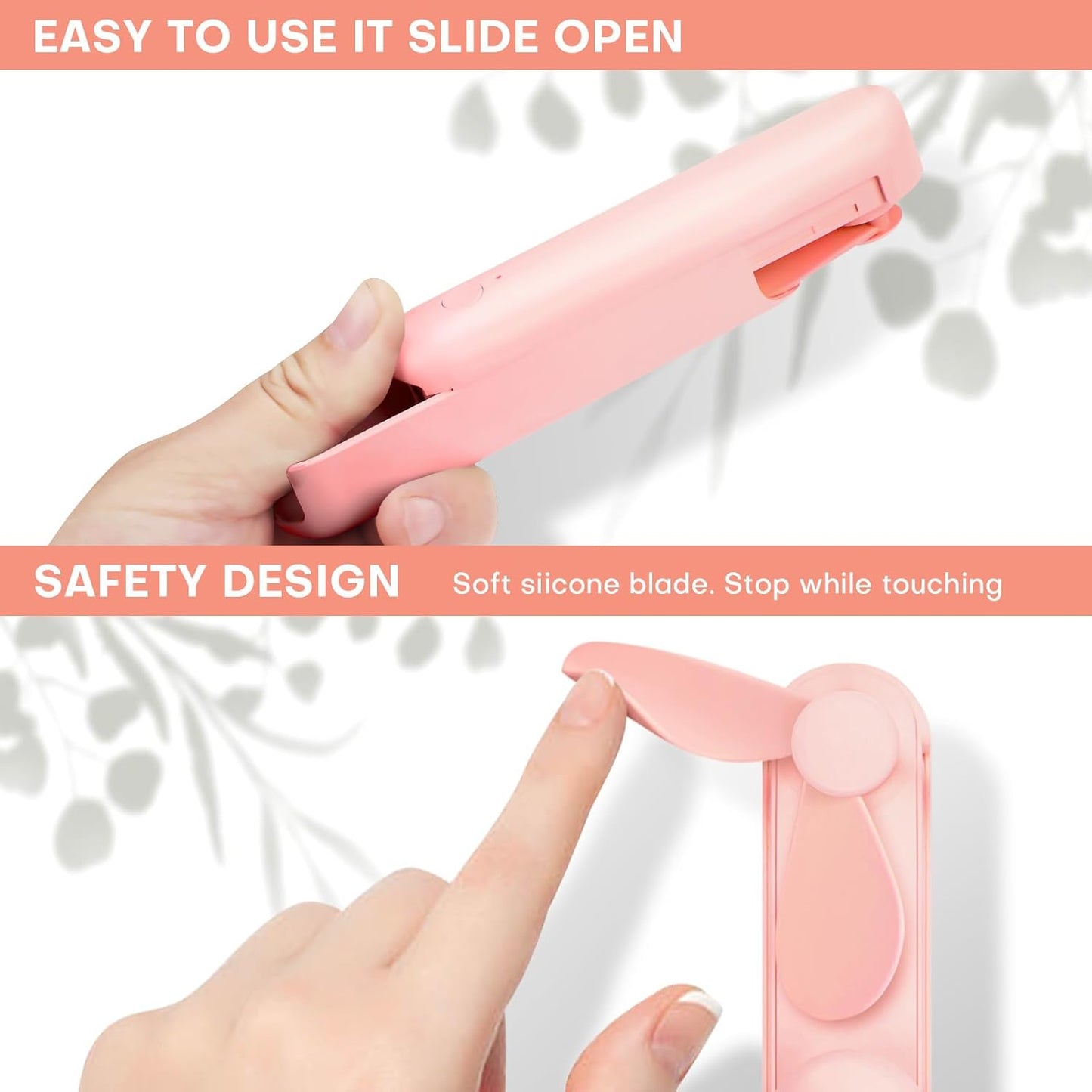 Nezylaf Portable Mini Handheld Fan, Small Rechargeable Personal Fan with Pocket Power Bank Design for Travel/Women Gifts/Disney World Accessories/Theme Park Essentials