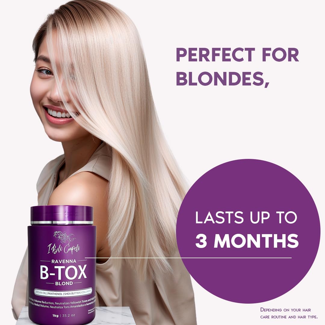 I Belli Capelli Ravenna Hair Straightening Kit – Blonde Hair B-tox & Repair Oil – Anti-Frizz, Intense Hydration, Shine – Formaldehyde-Free – B-otox Hair Treament For Blonde Hair (2-Pack)