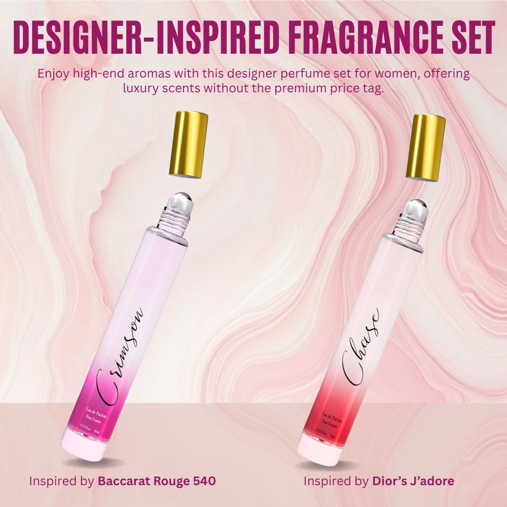Rollerball Perfume Set for Women – INSPIRED by A WORLD RENOWNED WOMEN'S PERFUME – Jasmine, Musk, Yuzu, Vanilla – Sweet, Elegant, Floral, Long-Lasting Eau De Parfum (0.33fl oz/10ml) x4