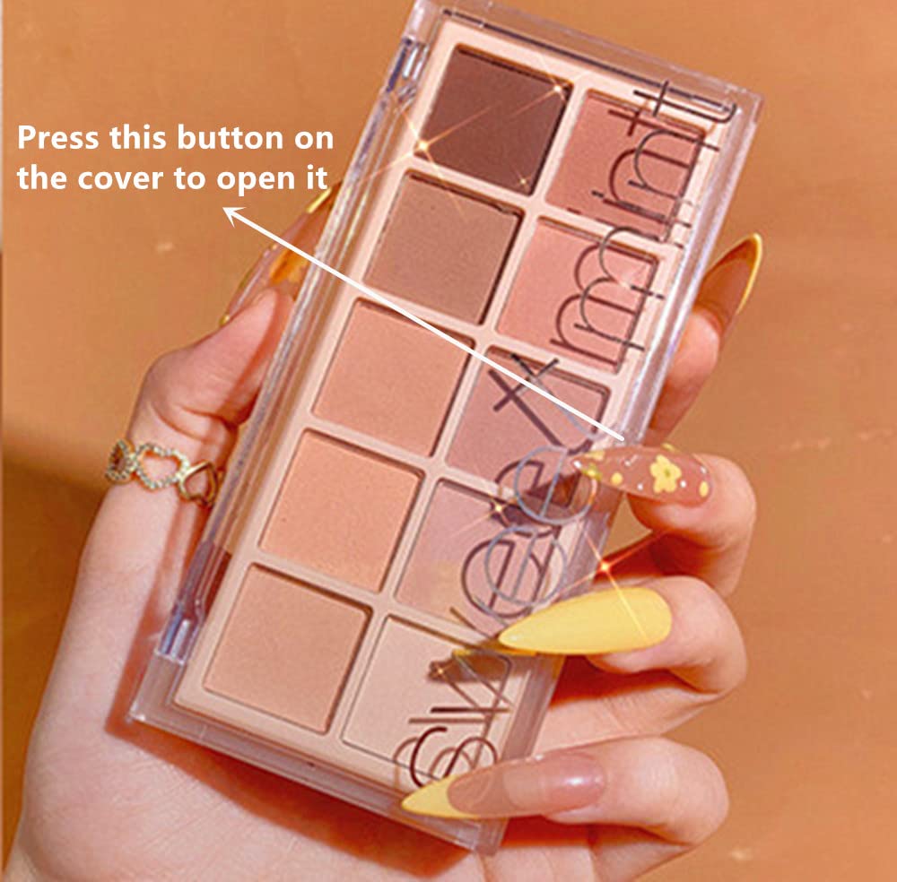 Go Ho 10 Colors Matte Eyeshadow Palette, Highly Pigmented, Blendable Shades, Waterproof, Cool/Warm-toned, 05