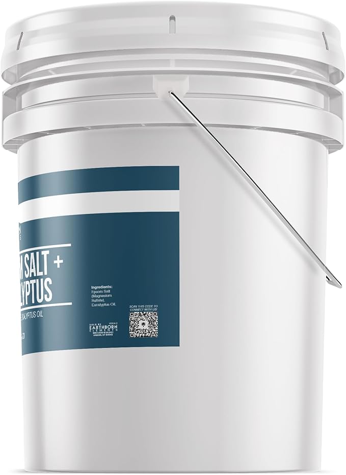 Earthborn Elements Eucalyptus Epsom Salt 5 Gallon Bucket, Pure & Undiluted, Soothing Aroma