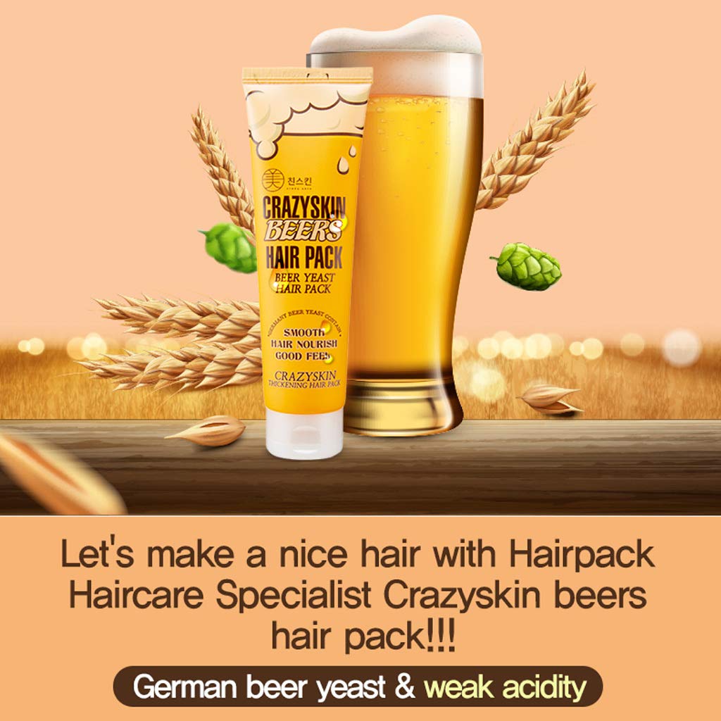 CRAZY SKIN Hair Treatment Mask - pH5.5 Beer Yeast, Protein, Keratin, Argan Oil, Collagen - Repairs Dry, Damaged or Color Treated Hair 6.77oz(200ml)