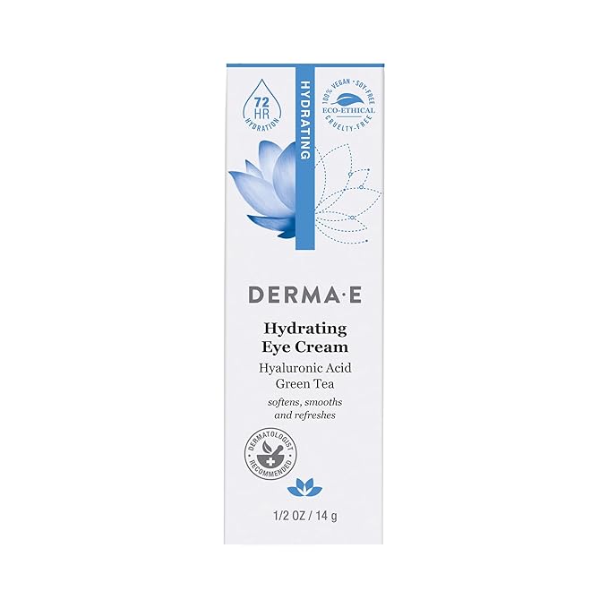 Derma E Hydrating Eye Cream – Firming and Lifting Hyaluronic Acid Treatment - Under Eye and Upper Eyelid Cream Reduces Puffiness and Appearance of Fine Lines, 0.5 oz