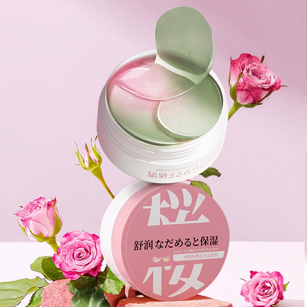 Under Eye Patches for Dark Circles, 30 Pairs Retinol Collagen Eye Gels Mask, Eye Patches for Dark Circles and Puffiness, Anti Aging Moisturizer For Women Gift, Crystal Cherry Blossom Color Eye Masks