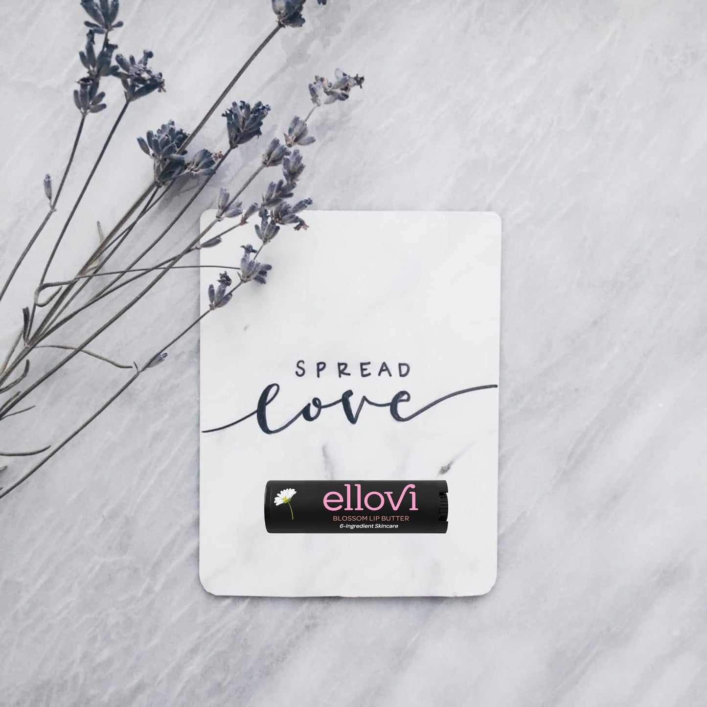 Ellovi Natural Lip Butter Lip Balm - Blossom - Pure Enough to Eat - Made With Just 6 Vegan Ingredients - Moisturizing Lip Care for All Day Hydration (Single)