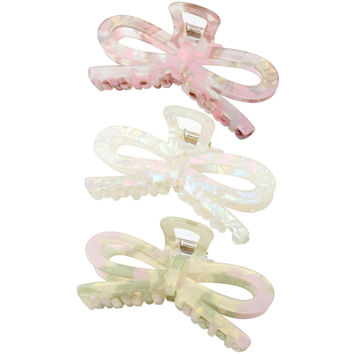 Jayongnee 3 PCS Bow Hair Claw Clips for Women - Non-Slip Hair Clamps for Thin or Thick Hair - Cute Butterfly Hair Accessories for Women Girls - Elegant Hair Styling Accessories (bow 1, large)