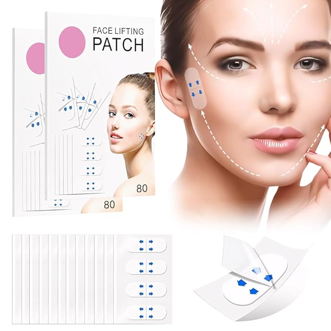 Kaely 160 Pcs Instant Face Lift Tape,Antiaging Body Shaping Tape,Neck Lifting Tape for Saggy Skin,Facelift Tape and Bands for Double Chin Jowls Thigh,Creates V-Shaped Face