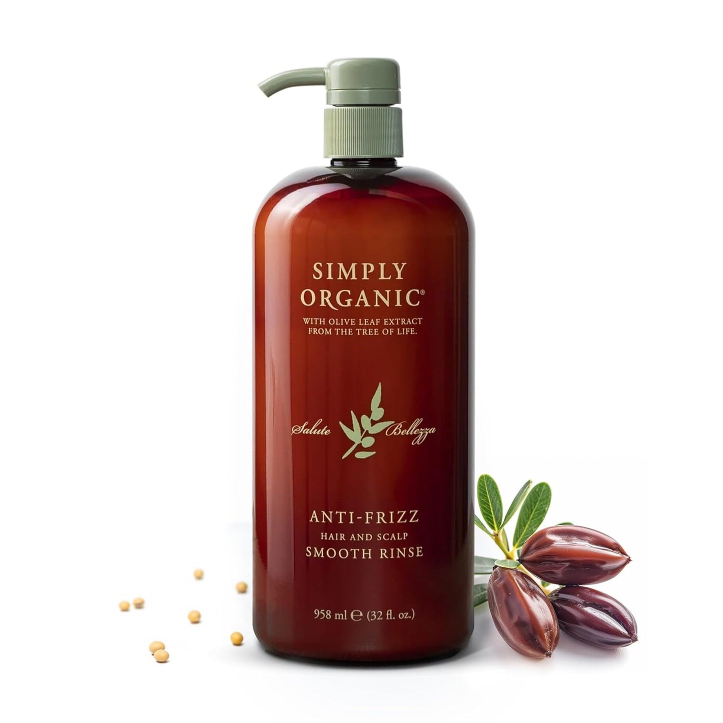 SIMPLY ORGANIC Frizz Control Deep Scalp & Hair Conditioner, Made in Italy, All Natural Cruelty Free Hair Care for Women & Men, Aloe, Jojoba Oil, Olive Leaf Extract, 32 fl oz/958 ml, ANTI-FRIZZ