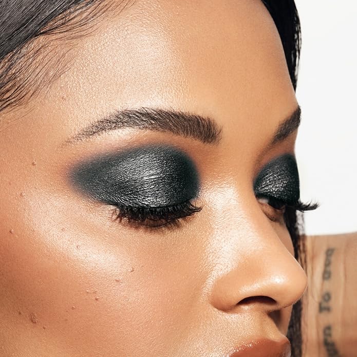 MAKE Beauty Multi-Chromatic Eye Shadow. Metal Reflecting Luminous Foil Finish Creamy, Buildable, Dimensional Long-wear, Crease-proof Powder Eyeshadow, Multichrome Shade - Onyx, Slate Grey