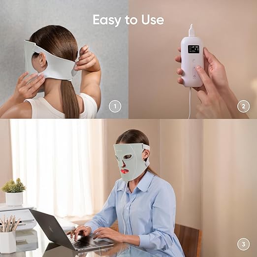 Nanoleaf LED Light Therapy Face Mask - Red Light Therapy, Blue Light Therapy Mask, Infrared, Portable Skincare Tool, Reduce Wrinkles Mask, Reduce Acne Device, Other Skin Concerns