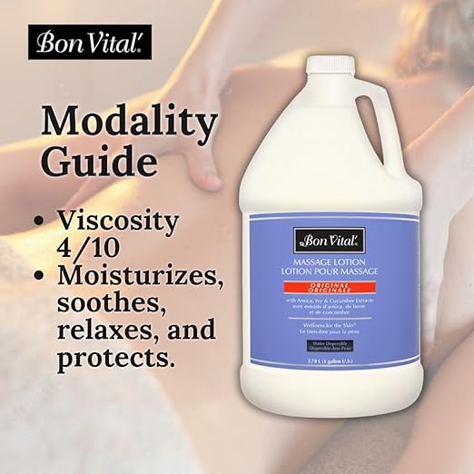 Bon Vital' Original Massage Lotion for a Versatile Massage Foundation to Relax Sore Muscles & Repair Dry Skin, Lightweight, Non-Greasy Formula to Moisturize and Repair Dry Skin, 1 Gal, Label may Vary