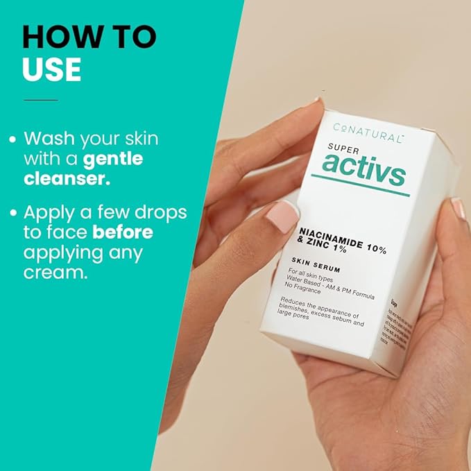 Conatural Niacinamide Serum 30ml 10% + Zinc 1% - Anti-Aging Skin Serum & Pore Minimizer, Vitamin Serum for Skin, Glowing Complexion, Effective Solution for Open Pores & Large Pores Reduction