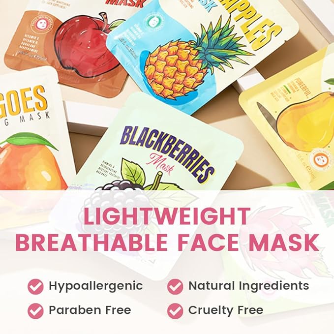 Face Sheet Mask Skincare,Hydrating Spa Face Mask For Sensitive Skin,Moisturize,Nourish for All Skin Types,Natural Skin Care Spa Face Mask for Women Men Girls,Pack of 6