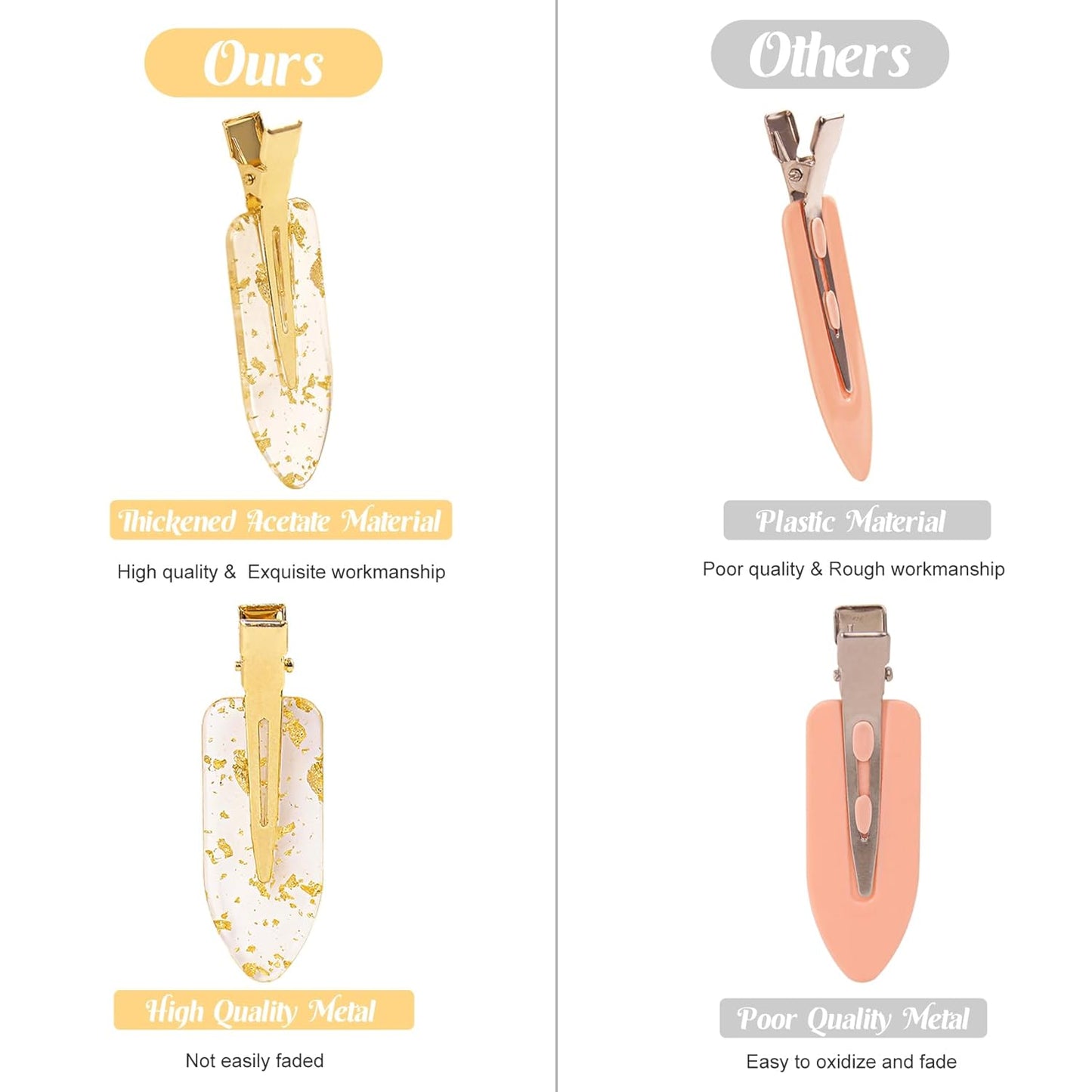 16PCS No Bend Hair Clips and Glitter Gold Bangs Clips - Makeup Ready Hair Setting Kit with Bridesmaid Proposal Gift