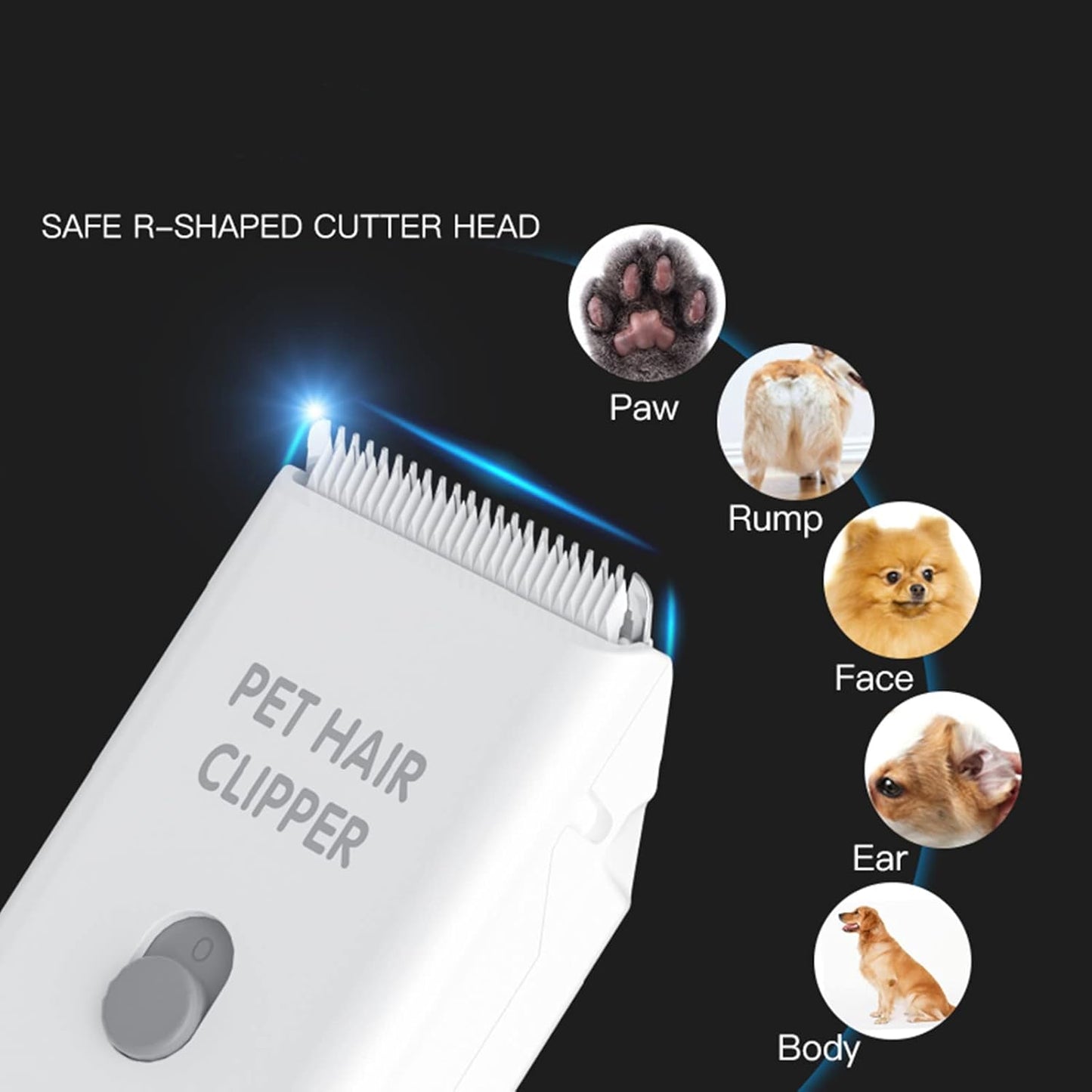 Replaceable Charging Cable&Standard Size Ceramic Blade Set,Pet Dog Hair Clipper Cat Trimmer Used Blade