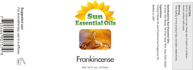 Sun Essential Oils 16oz Frankincense Essential Oil for Diffuser, Soaps & Lotions – Bulk Pure Frankincense Aromatherapy Oil