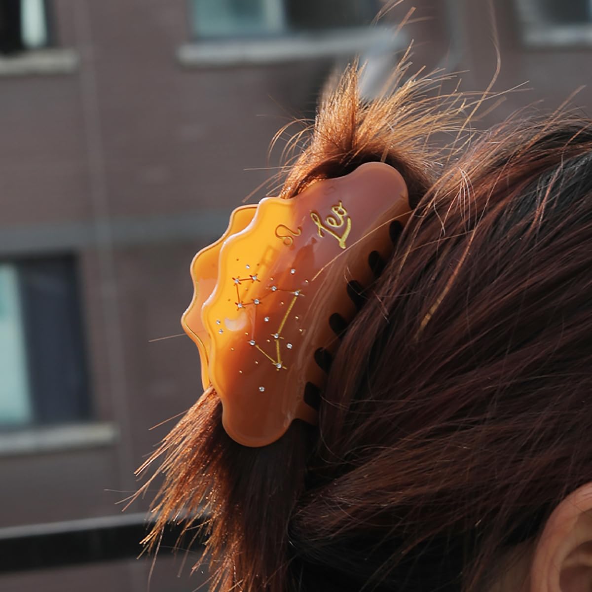Fantasy Leo Sign Hair Clips,Novelty Acetate Claw Clip,Zodiac Hair Clips for Women,Orange
