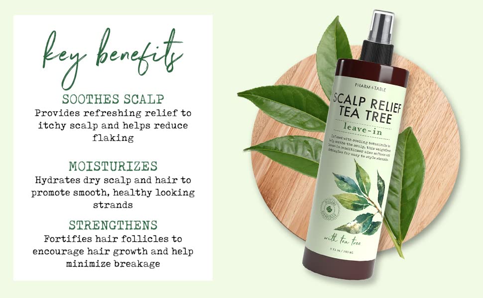 Leave In Conditioner Spray - Tea Tree Scalp Treatment - Anti-Dandruff Treatment, Dry & Itchy Scalp Treatment, Hydrating & Medicated Formula for Psoriasis, and Scalp Care - Detangles & Nourishes Hair.