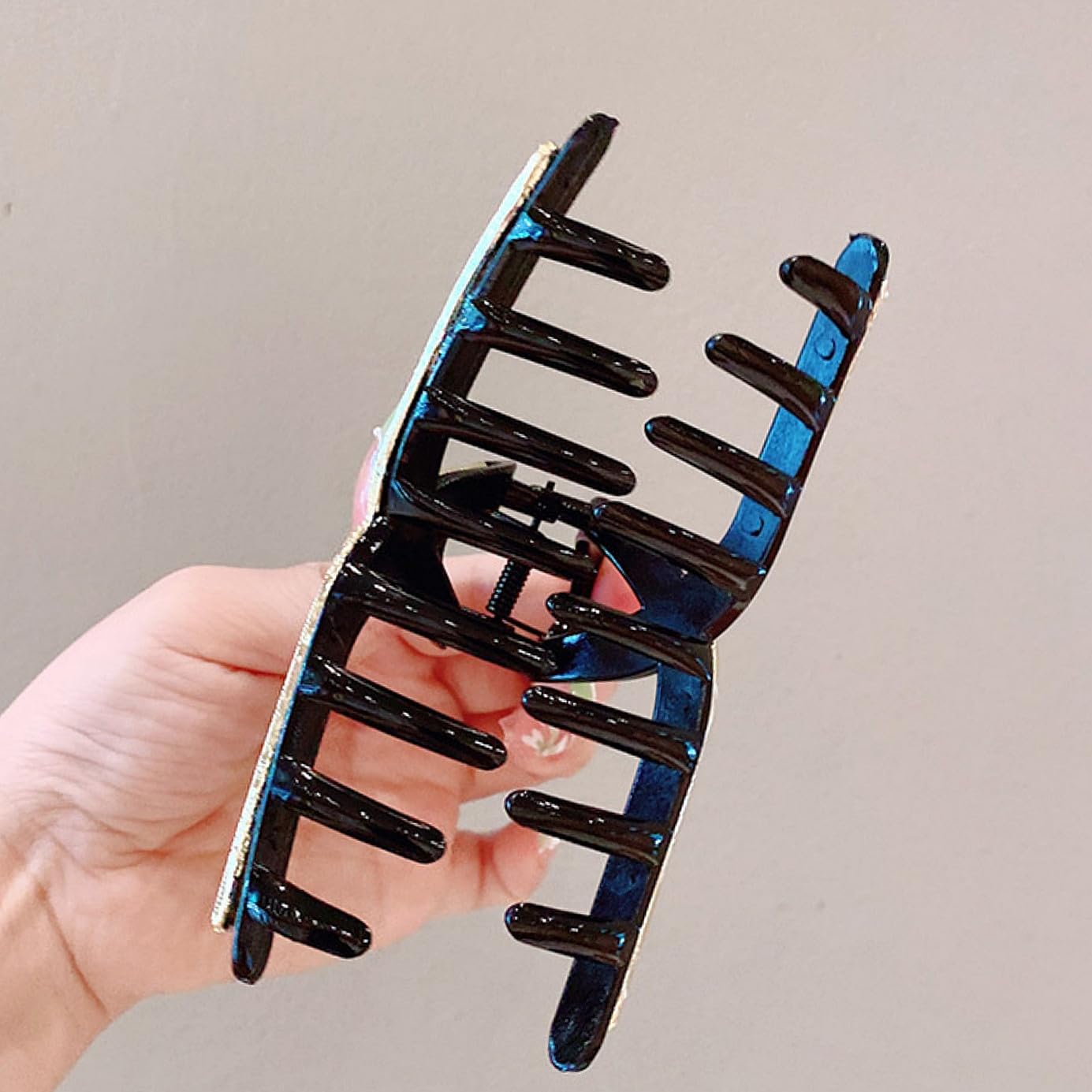 SINIDE Crystal Hair Claw Clips, Rhinestone Plastic Claw Clips Nonslip Acrylic Metal Jaw Clip for Thick Long Hair, Fashion Elegant Clamps Accessories for Women Strong Hold Barrette for Styling (2 Pack)