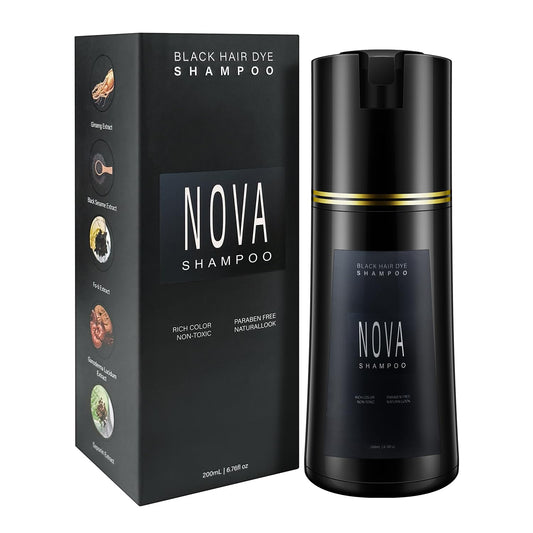 Hair Dye Shampoo & Champu Para Canas - Natural 3-in-1 Instant Gray Coverage for Men & Women (Black)