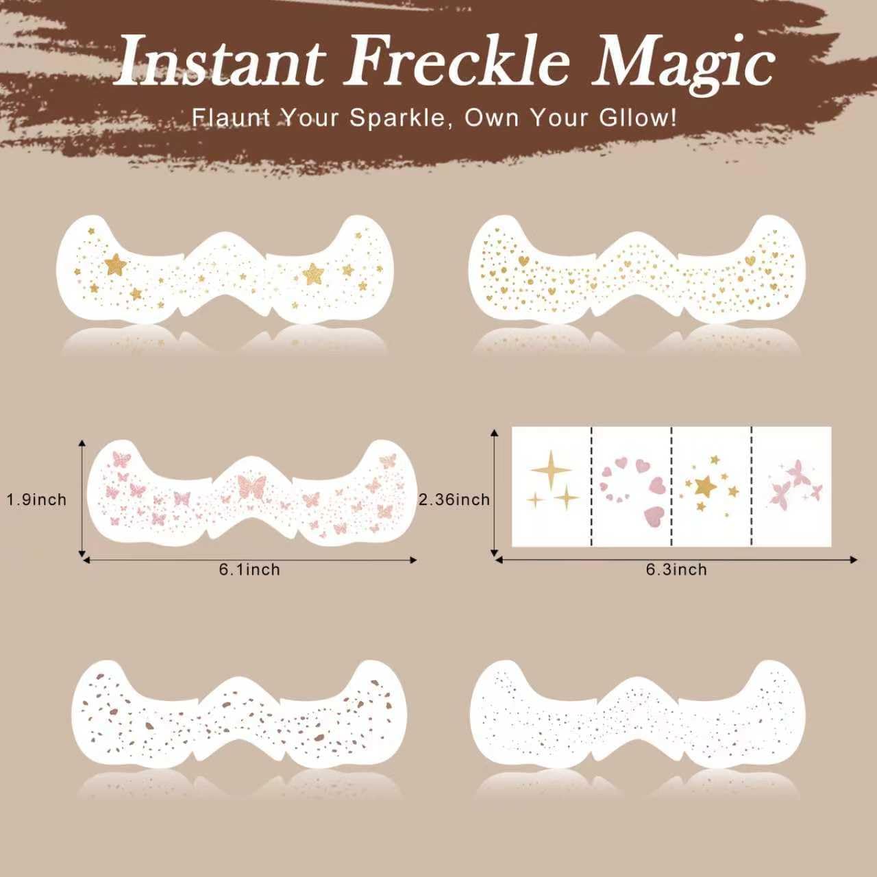 Glitter Freckles Face Tattoo,Freckles Temporary Face Tattoos, Body Face Glitter for Women Girls, Festival Outfits Rave Accessories, Country Concerts, Party, Makeup Glitter Patch 30PCS