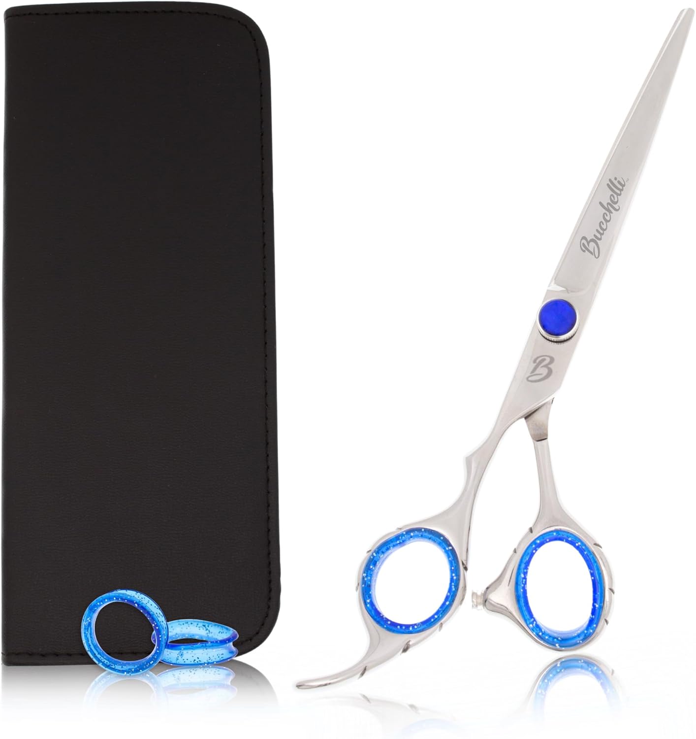 6.5 Inch Left Handed Shears for Hair Cutting - Japanese 440A Inch Barber Scissors - Convex Blades with Adjustable Tension Knob - Hair Shears Professional (Silver Left 6.5")