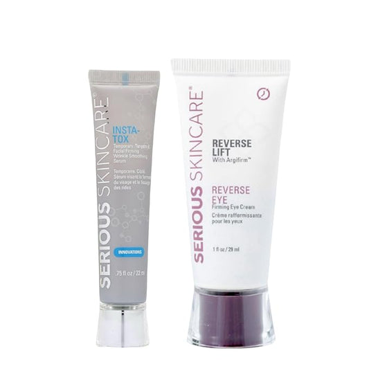 INSTA-TOX Facial Firming Wrinkle Smoothing Serum & Reverse Lift Firming Eye Cream Set - Tightener for Lines, Deep Wrinkles and Pores - Temporary Lift for Face and Eyes - Serious Skincare