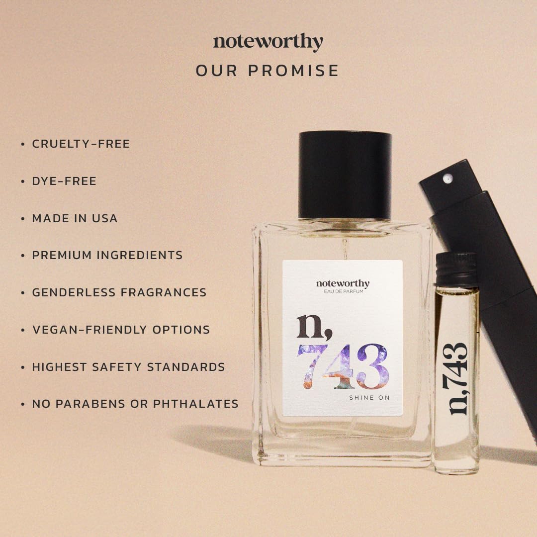Noteworthy n,743 Shine On Eau De Parfum – Tuberose, Magnolia, Jasmine | Sophisticated, Warm Fragrance for Any Occasion | Long-lasting Unisex Perfume for Women & Men (100ml)