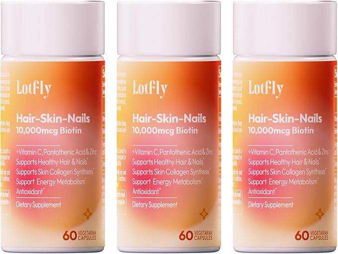 Biotin 10000 mcg with Zinc, Vitamin C & Calcium Pantothenate – Supports Healthy Hair Growth, Strong Nails & Glowing Skin for Women & Men | Made in The USA | 180 Vegan Capsules (6 Months Supply)