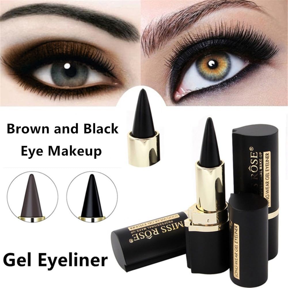 Go Ho Gel Eyeliner Stick,Soft Brown Eye Liner Cream Stick Crayon,Soft Smooth Long Wearing Eyeliner Pen,Eyeshadow Lips Makeup for Women(Brown)