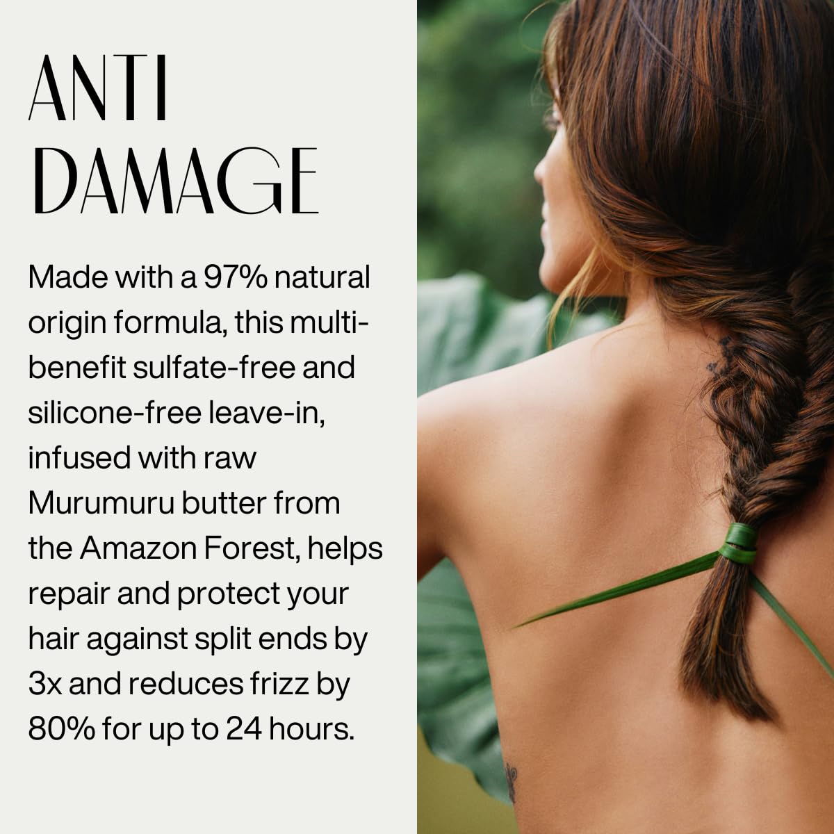 Natura - Ekos Murumuru Anti-Damage Leave-In - Reconstructs Hair Fiber, Reduces Frizz, Detangles, and Repairs Split Ends, Vegan, Not Tested On Animals, Unisex, For Frizzy Hair - 5 fl oz (150ml)