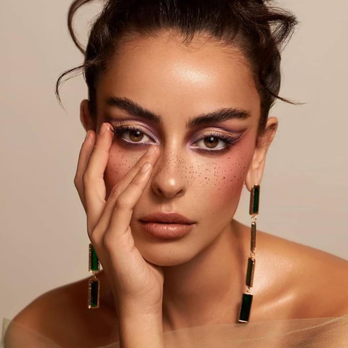 Glitter Freckles Face Tattoo, 12 Sheet Brown Face Glitter Waterproof Freckles, Makeup Patches, Face Tattoos for Women