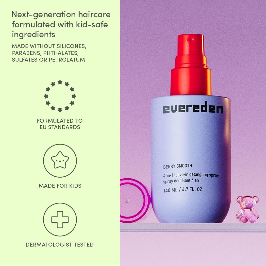 Evereden Kids Detangler Spray: 4-in-1 Leave-In Hair Spray | Detangle, Moisturize, & Protect | Easily Tackle Even the Toughest Knots | Clean & Vegan All types of Hair Product for Kids