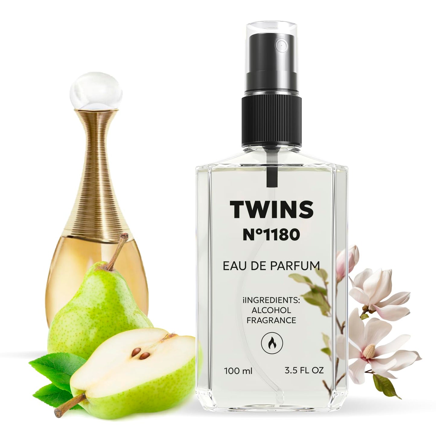 TWINS Impression of J`adore | Perfume for Women Eau de Parfum | No.1180 | 3.4 Fl Oz / 100 ml