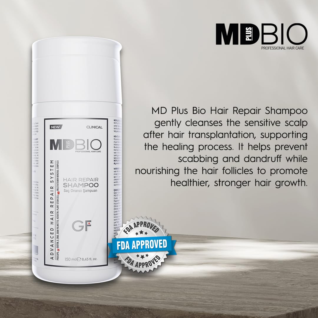 MD PLUS BIO Hair Regrowth, Clinically Tested Repair Shampoo, Anti-Thinning Loss Shampoo, Hair Thinning Therapy For Men & Women, Sulfate Free Paraben Free - 8.45 Fl Oz (150 ml)