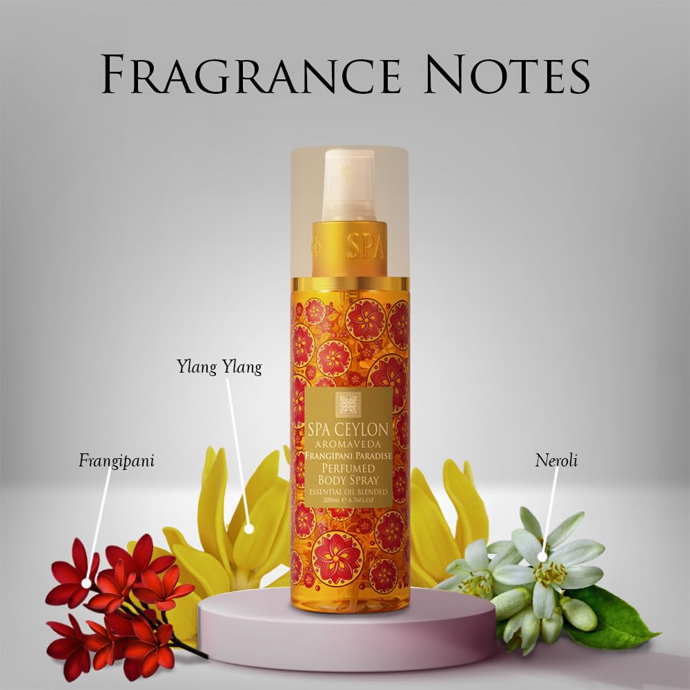 SPA CEYLON Frangipani Paradise Body Spray | Tropical Floral Fragrance Mist with Frangipani & Jasmine | Inviting Women's Perfume