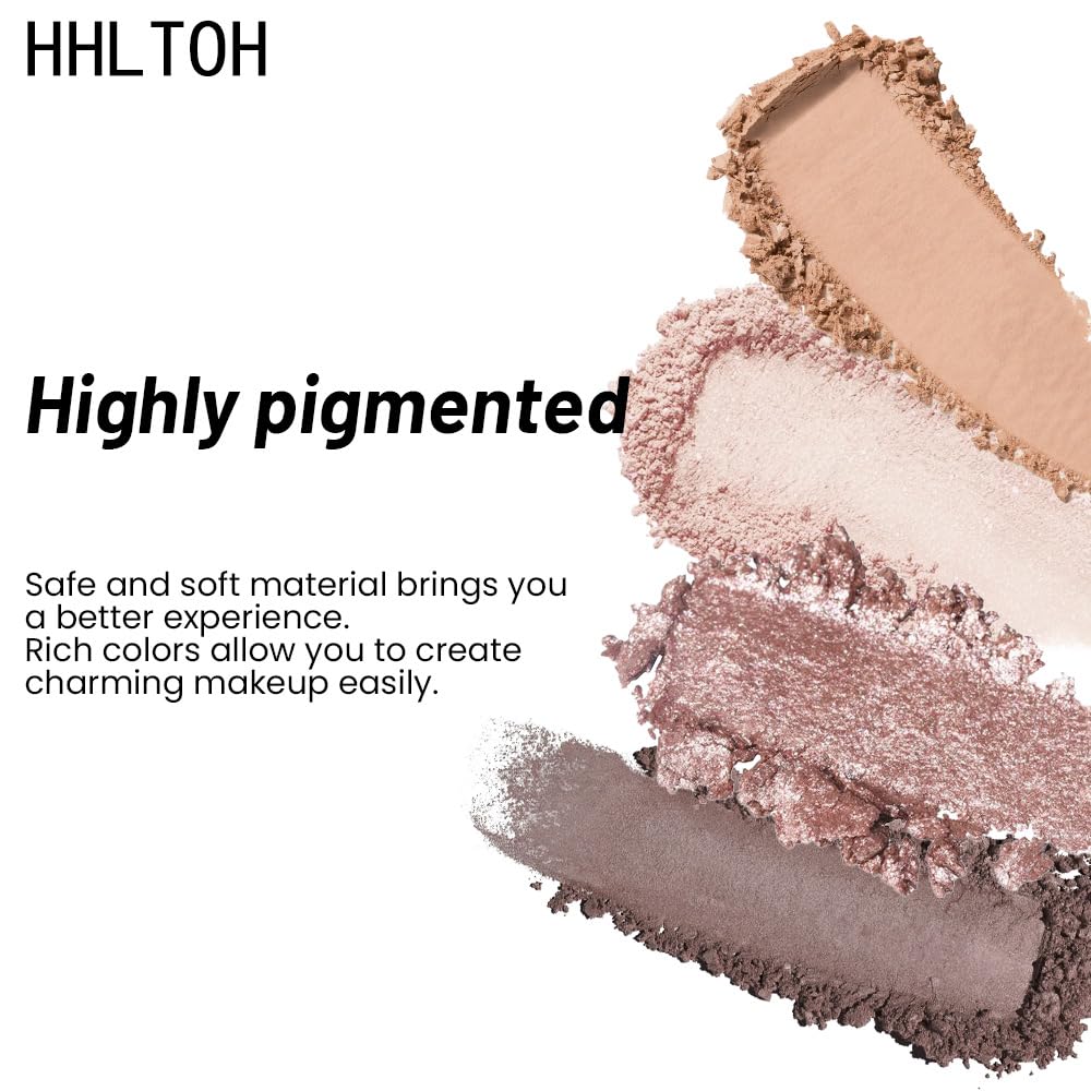 Eyeshadow Quad, Nude Brown Matte Shimmer Eye Shadow Makeup Powder Palette, Suitable for Women's Daily Eyeshadow Makeup, Long-Lasting Waterproof and Smudge-Proof, Easy to Apply, with Built-In Mirror 01