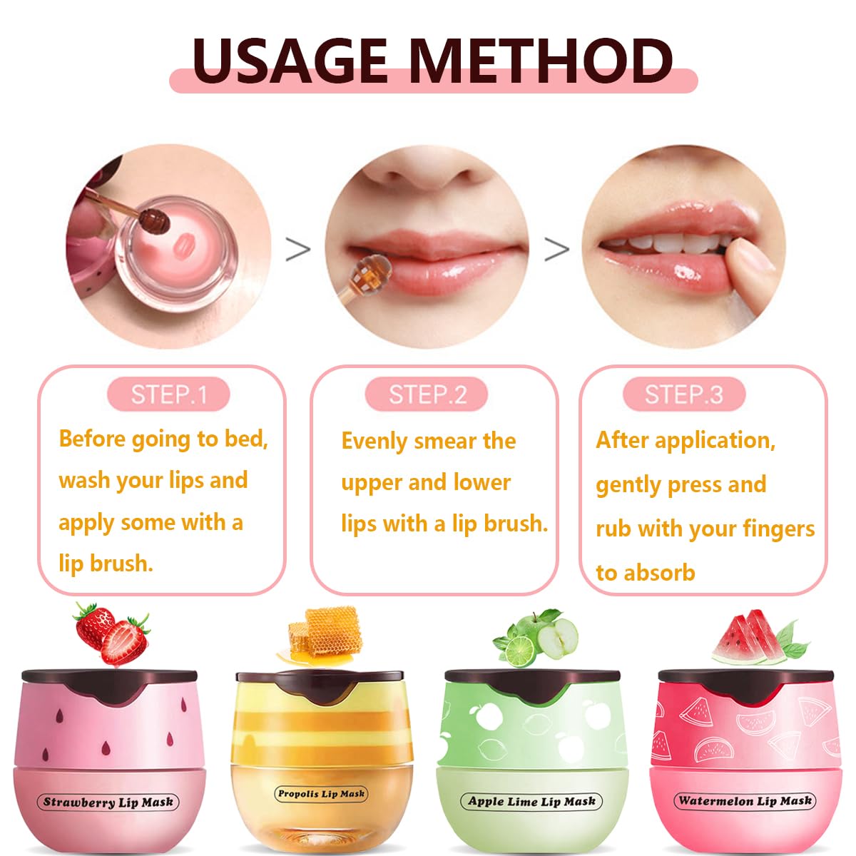 2 Pcs Apple Lime & Watermelon Lip Balm, Honey Strawberry Lip Mask Overnight, Moisturizing Lip Sleeping Mask, Hydrate Repair Prevent Dry Cracked Lip Exfoliator (Apple Lime+Watermelon)