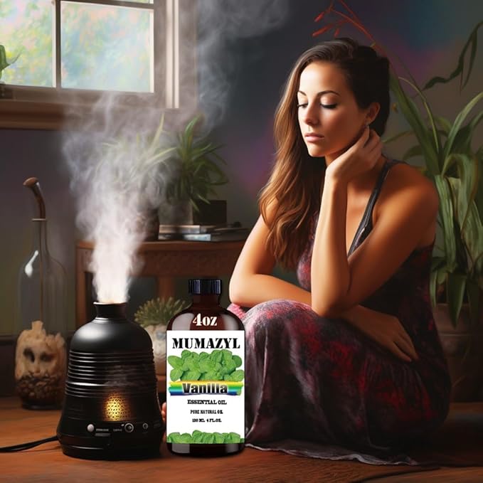 Vanilla Essential Oil, Vanilla Oil 4 Fl Oz 120ML for Diffuser Humidifier Yoga Cleaning DIY Candle Soap Making Essential Oils