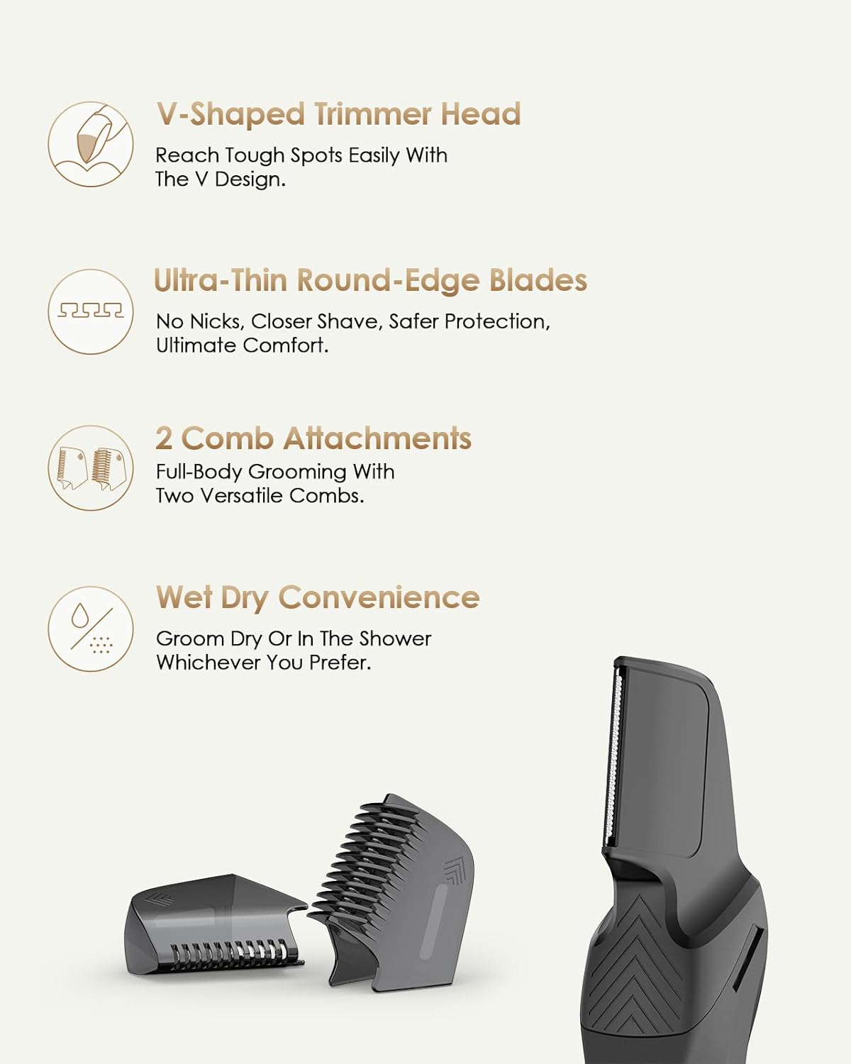 Replacement Blade Head for Manscaped Lawn Mower 4.0, 3.0, 3.0 Plus, 2.0, with 2 Guide Combs, Hygienic Replacement V-Shaped Blade Head for Close Intimate Body Hair Grooming