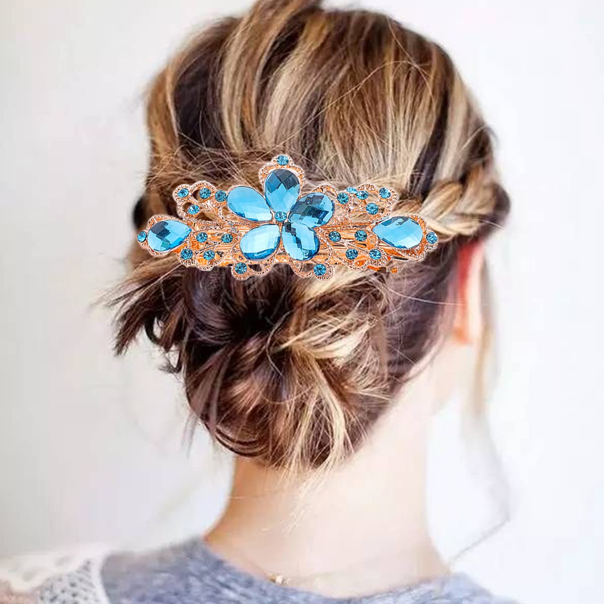 Sparkly Rhinestones Hair Accessories for Women Girl 2 Pcs Flower Hair Pins Women Barrette Hair Decorative Accessories 8cm, 2-Flower Multicolor